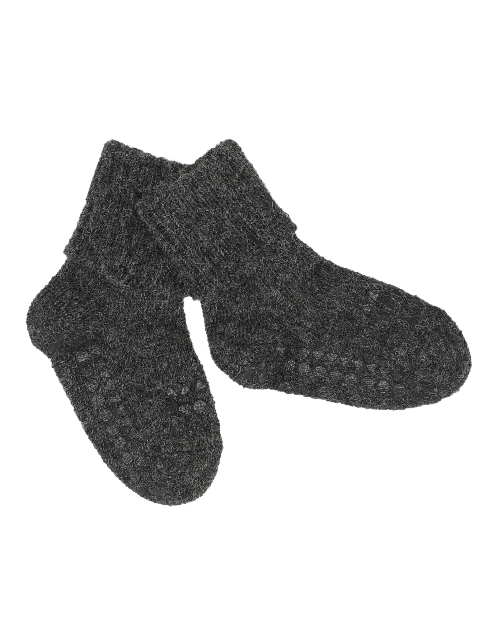 gobabygo antislip sokken alpaca wol dark grey melange