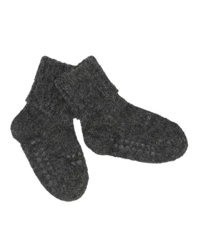 gobabygo antislip sokken alpaca wol dark grey melange