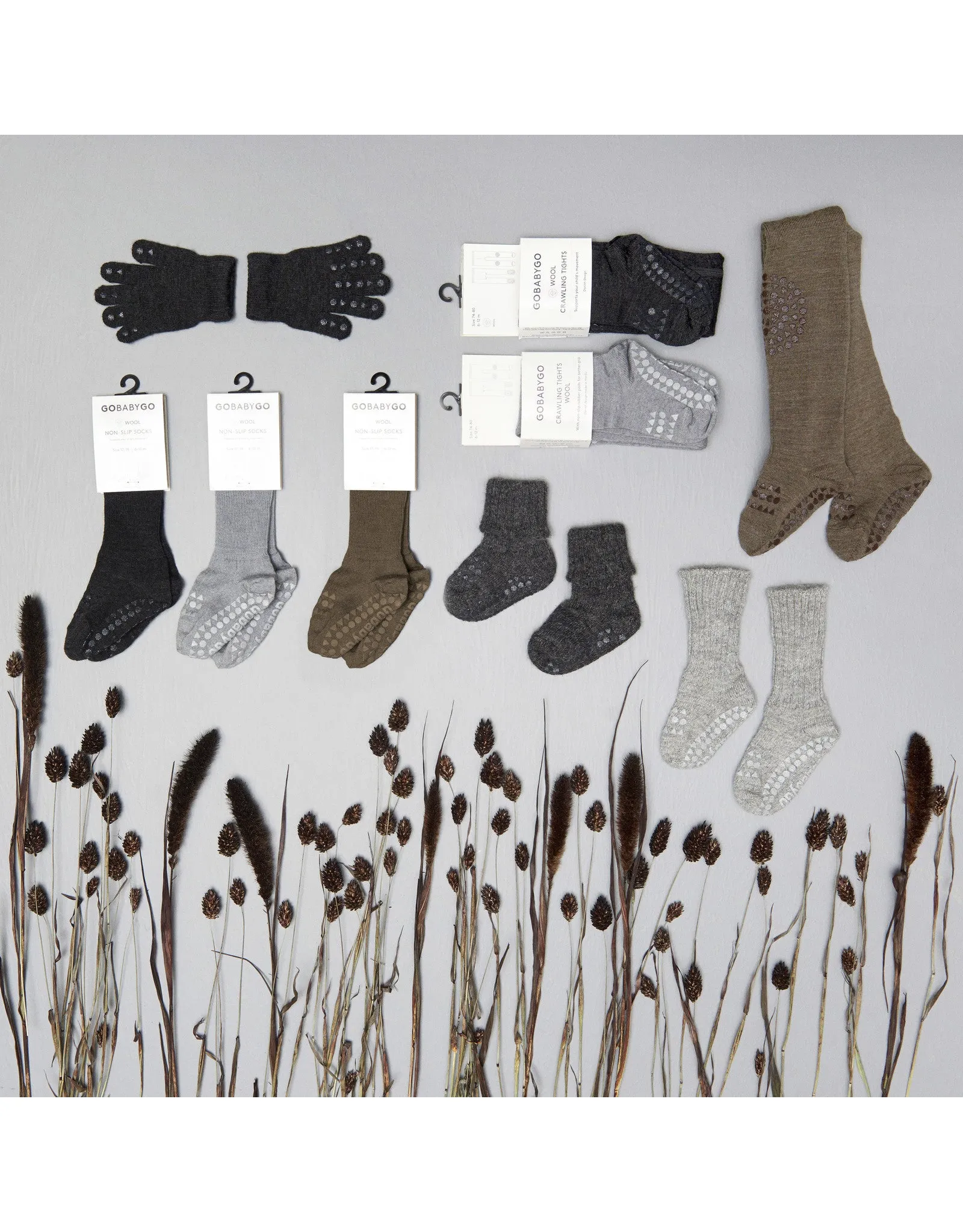 gobabygo antislip sokken alpaca wol dark grey melange