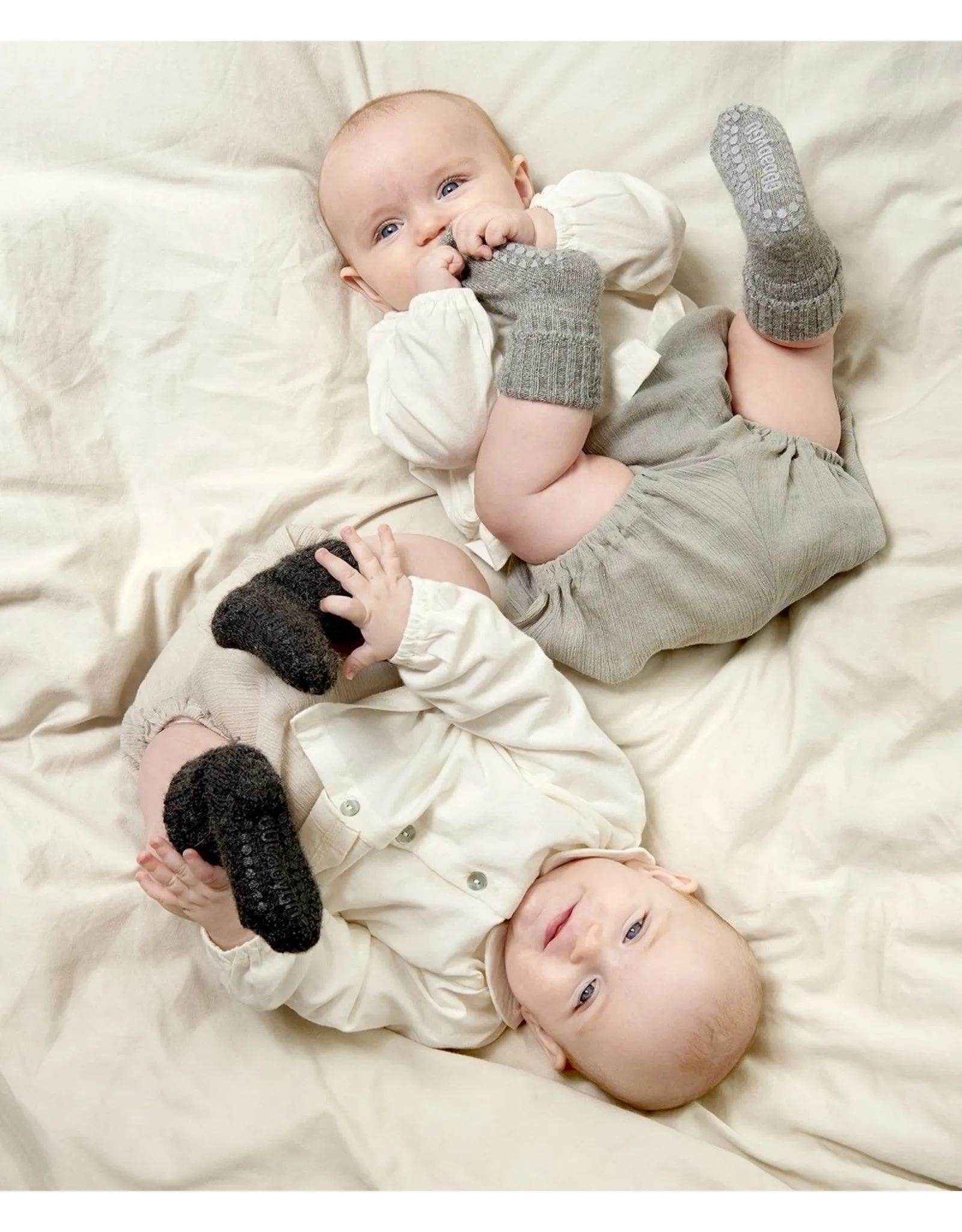 gobabygo antislip sokken alpaca wol dark grey melange