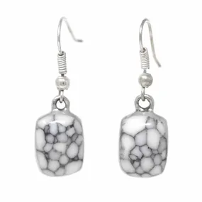 Howlite Rectangle Drop Earrings Artisana