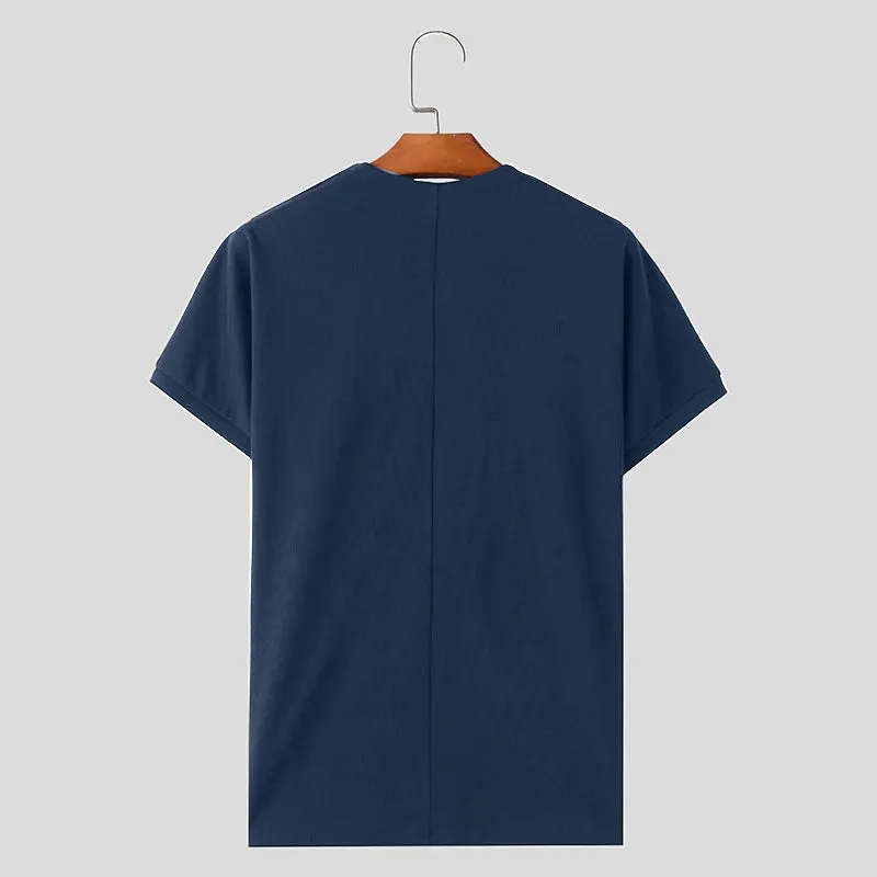 INCERUN Männer T Shirt Einfarbig V-ausschnitt Kurzarm Sommer Casual Männer Kleidung Streetwear 2024 Mode Freizeit T Tops S-5XL