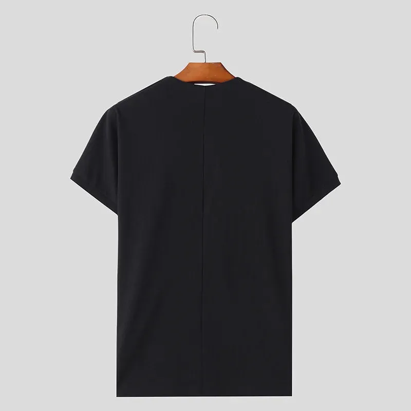 INCERUN Männer T Shirt Einfarbig V-ausschnitt Kurzarm Sommer Casual Männer Kleidung Streetwear 2024 Mode Freizeit T Tops S-5XL