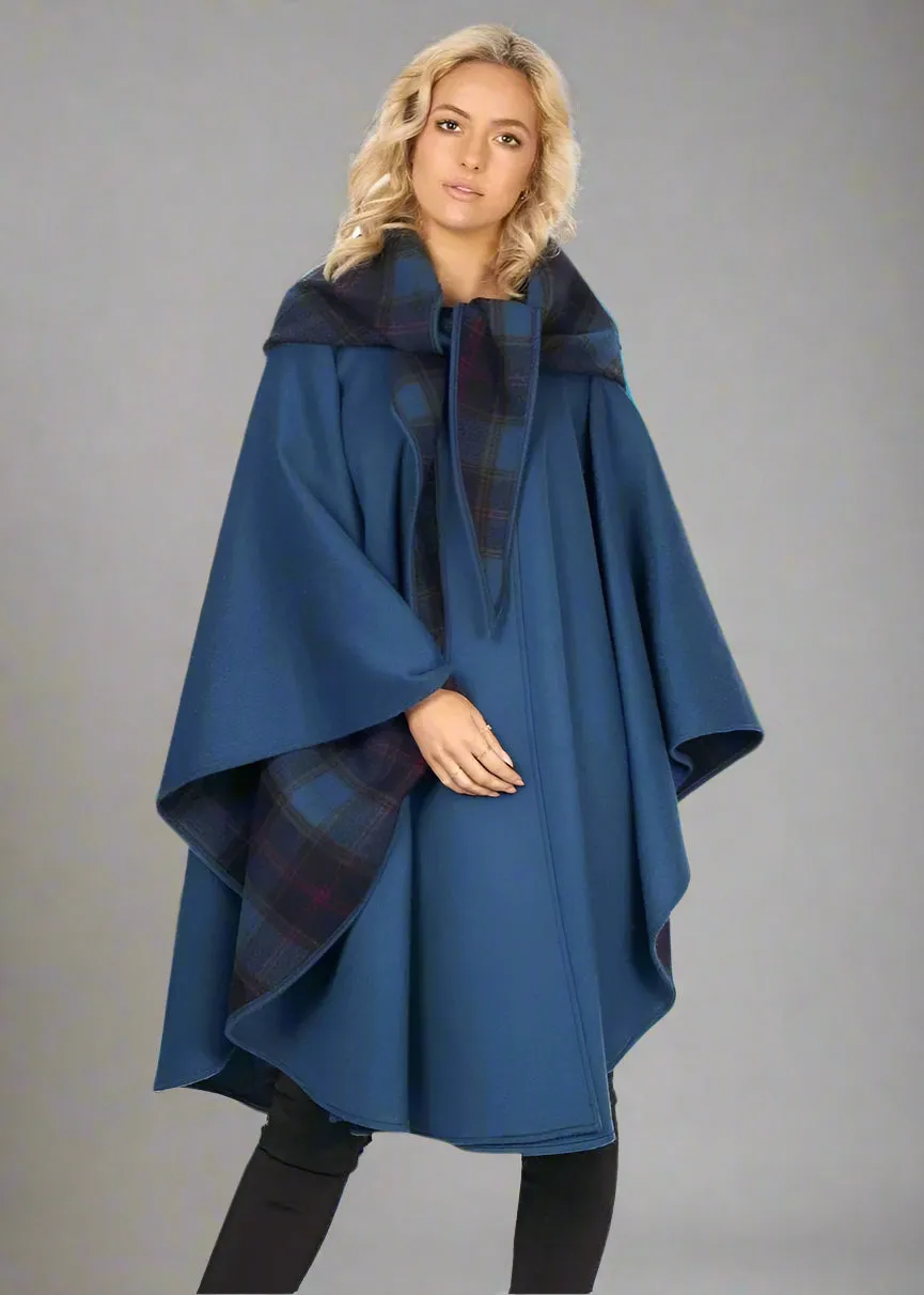 Jimmy Hourihan Classic Teal Wool Walking Cape (No Pockets)