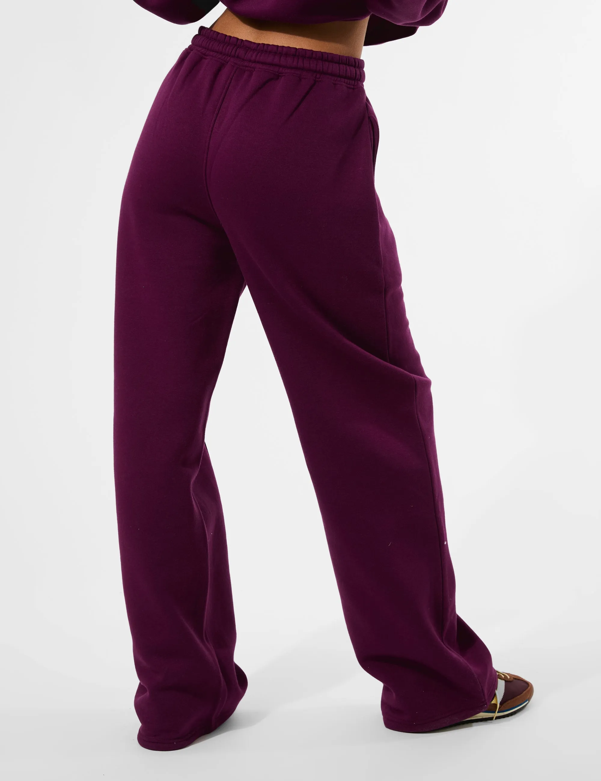 Kaiia Seam Detail Wide Leg Joggers Grape