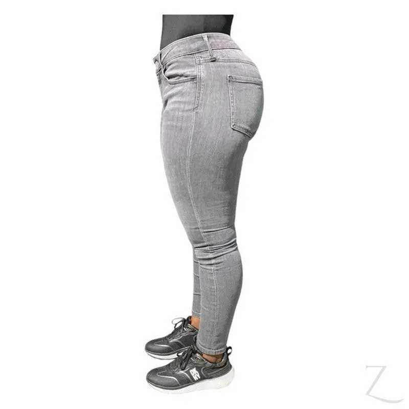 Ladies Super Strong Slightly Stretchy Skinny Denim Jeans | Plain | "Roo"