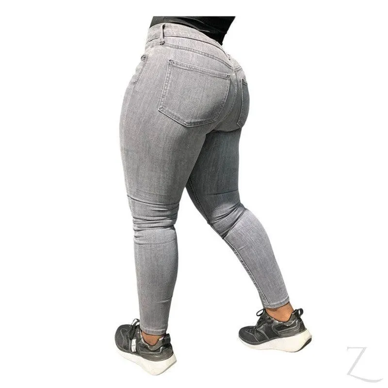 Ladies Super Strong Slightly Stretchy Skinny Denim Jeans | Plain | "Roo"