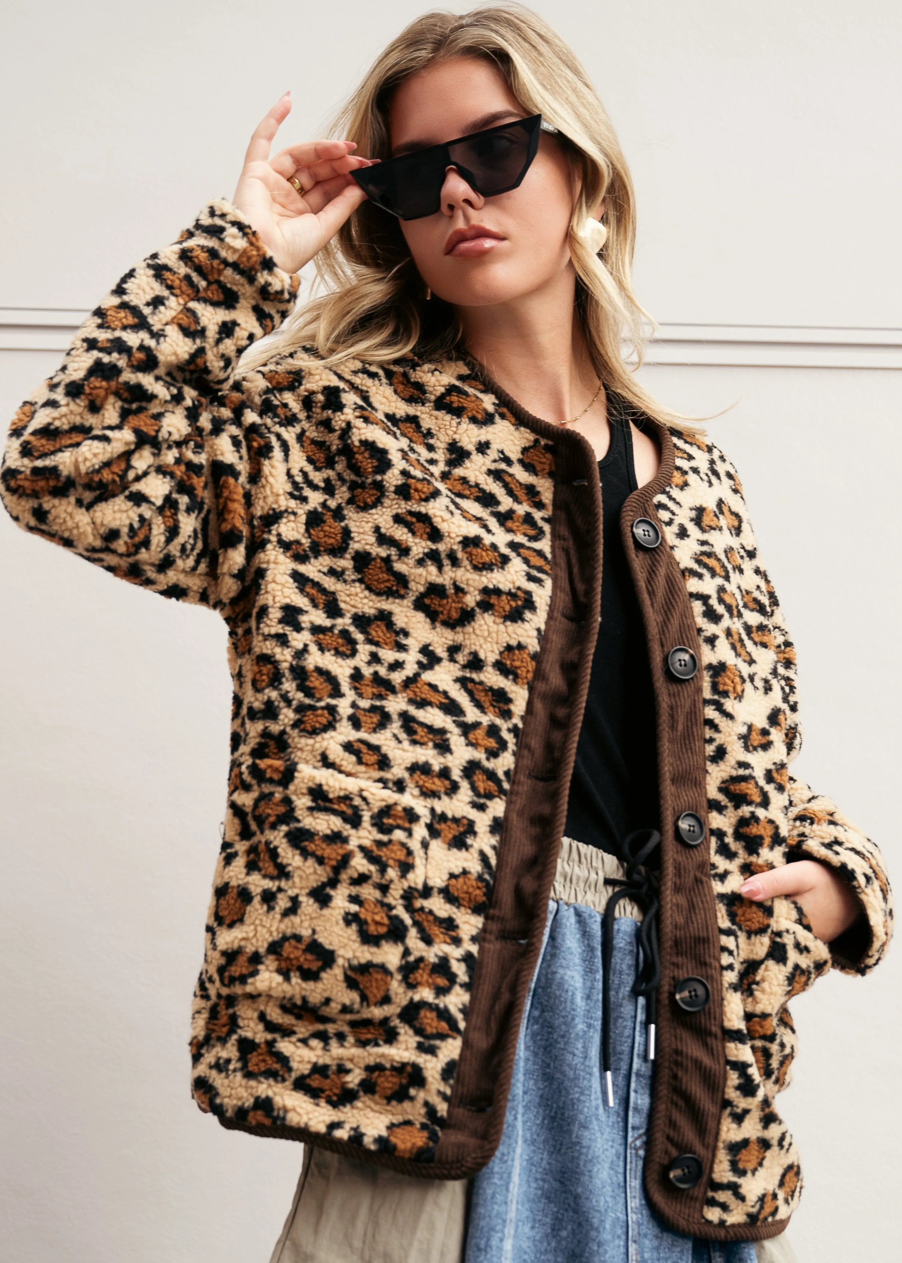 Leopard Print Teddy Coat
