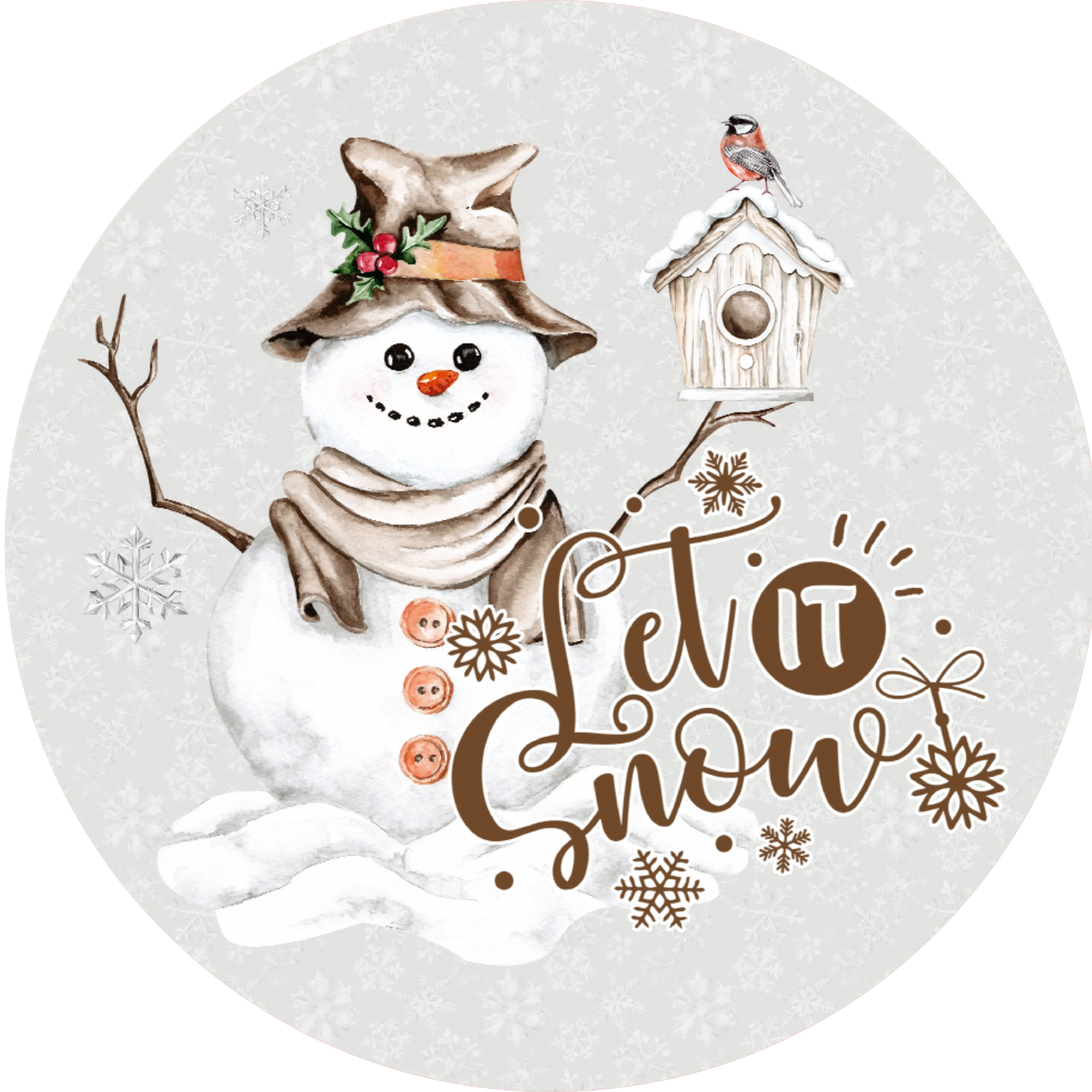 Let It Snow,  Holiday Sign, Wreath Center, Wreath Attachment
