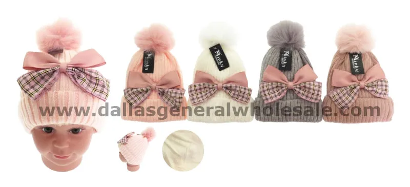 Little Girls Insulated Bow Beanies Wholesale