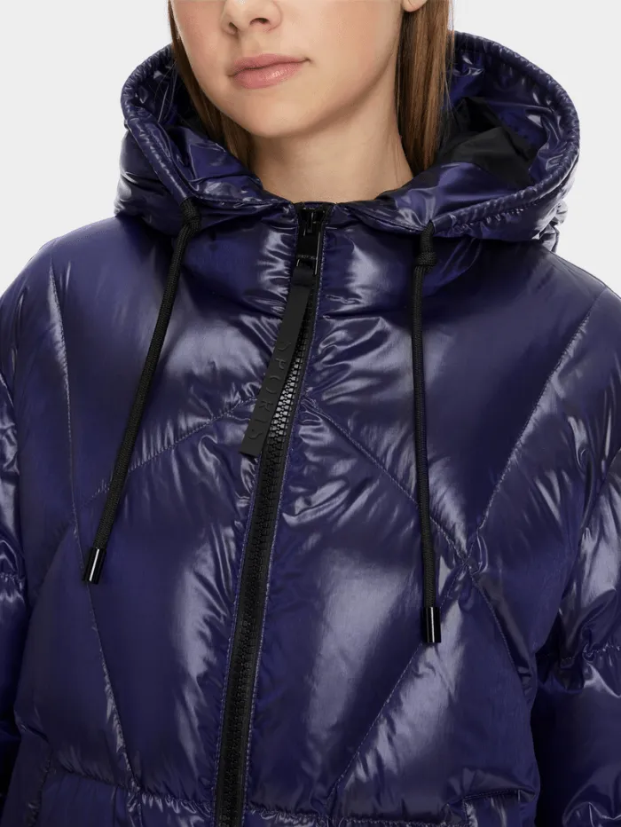 Marc Cain Sports Women's Puffer Jacket With Hood In Shiny Violet XS 12.09 W34 Col 750
