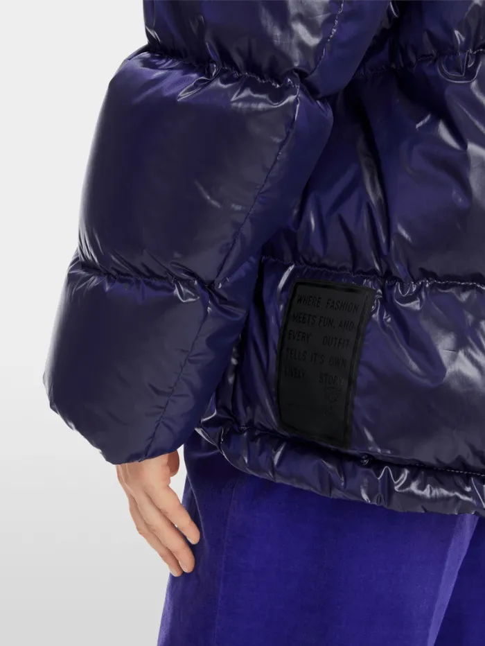 Marc Cain Sports Women's Puffer Jacket With Hood In Shiny Violet XS 12.09 W34 Col 750