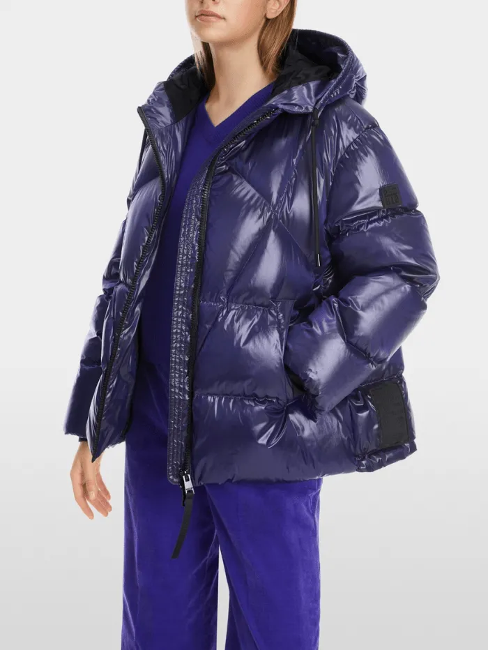 Marc Cain Sports Women's Puffer Jacket With Hood In Shiny Violet XS 12.09 W34 Col 750