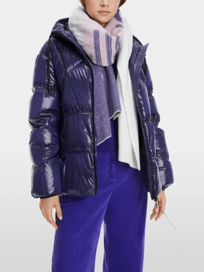 Marc Cain Sports Women's Puffer Jacket With Hood In Shiny Violet XS 12.09 W34 Col 750