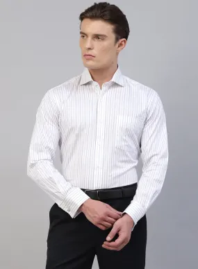 MAUVE & BLUE COTTON STRIPE CUFFLINK SHIRT