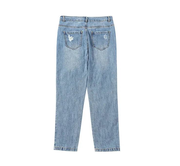 MAXMARTIN MOM JEANS WITH LOGO AND LETTERS PANEL DETAIL