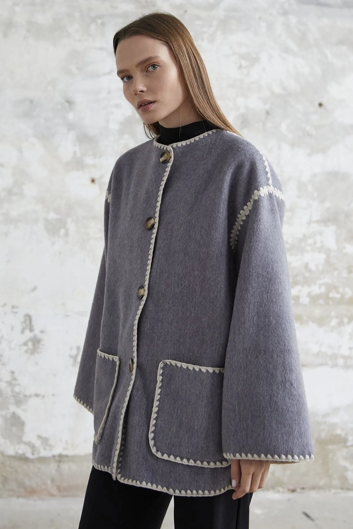 MDS Women Alira Quilted Coat - Grey - Palm Coast