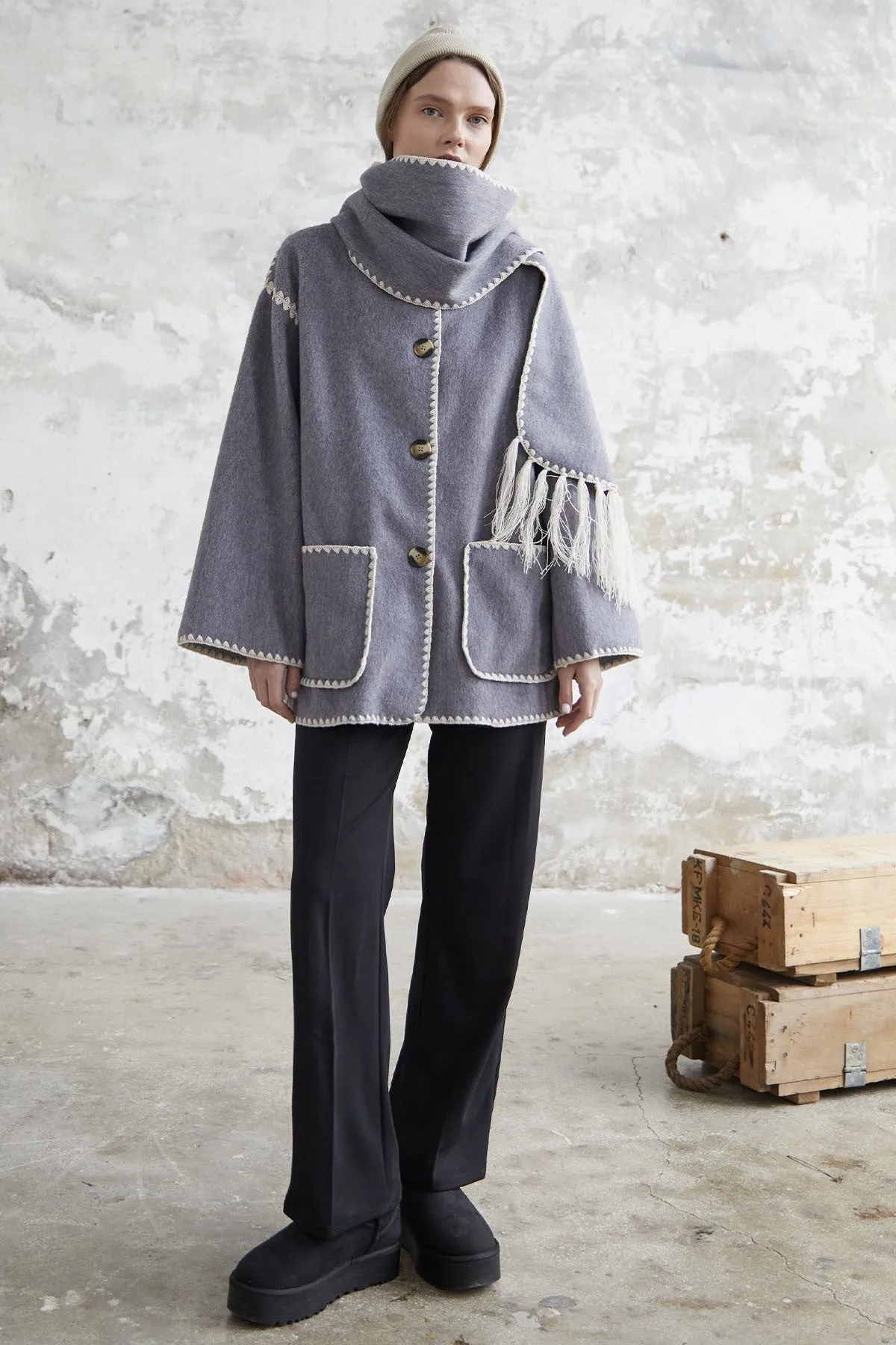 MDS Women Alira Quilted Coat - Grey - Palm Coast