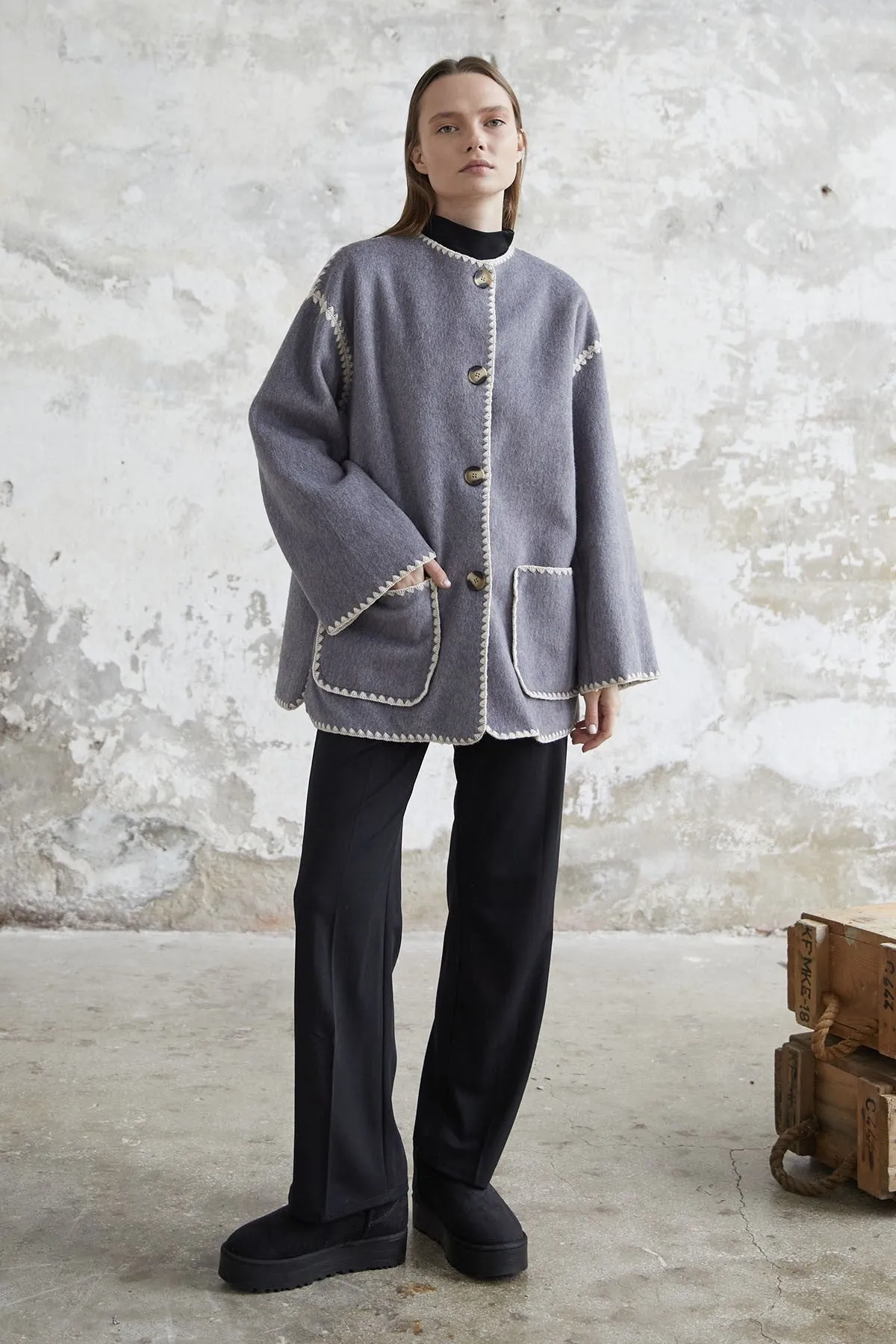 MDS Women Alira Quilted Coat - Grey - Palm Coast
