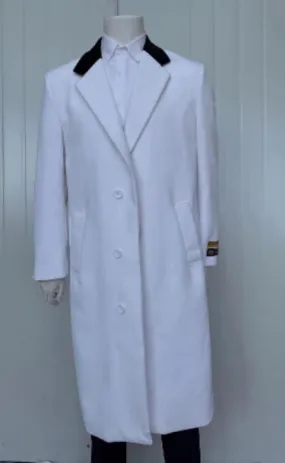 Mens Cashmere Blend White Coat Long length - Cashmere Long Overcoat