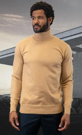 Mens Sweater Camel - Wool And Cashmere Fabric