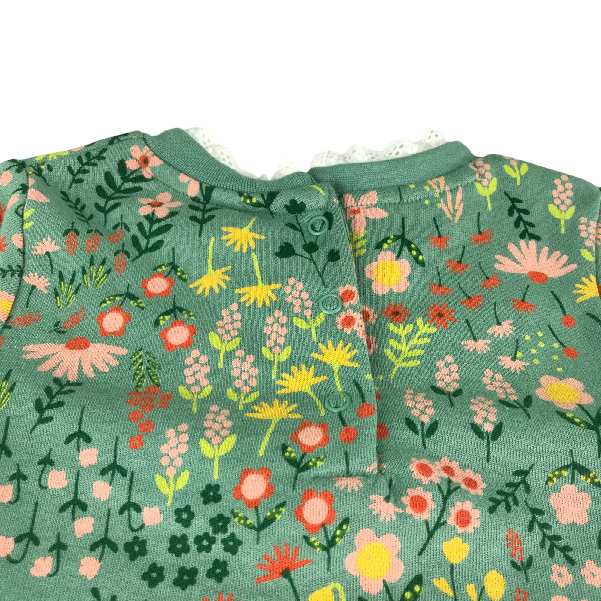 Mothercare sweater and joggers set 5-6 years green floral jerseys cotton