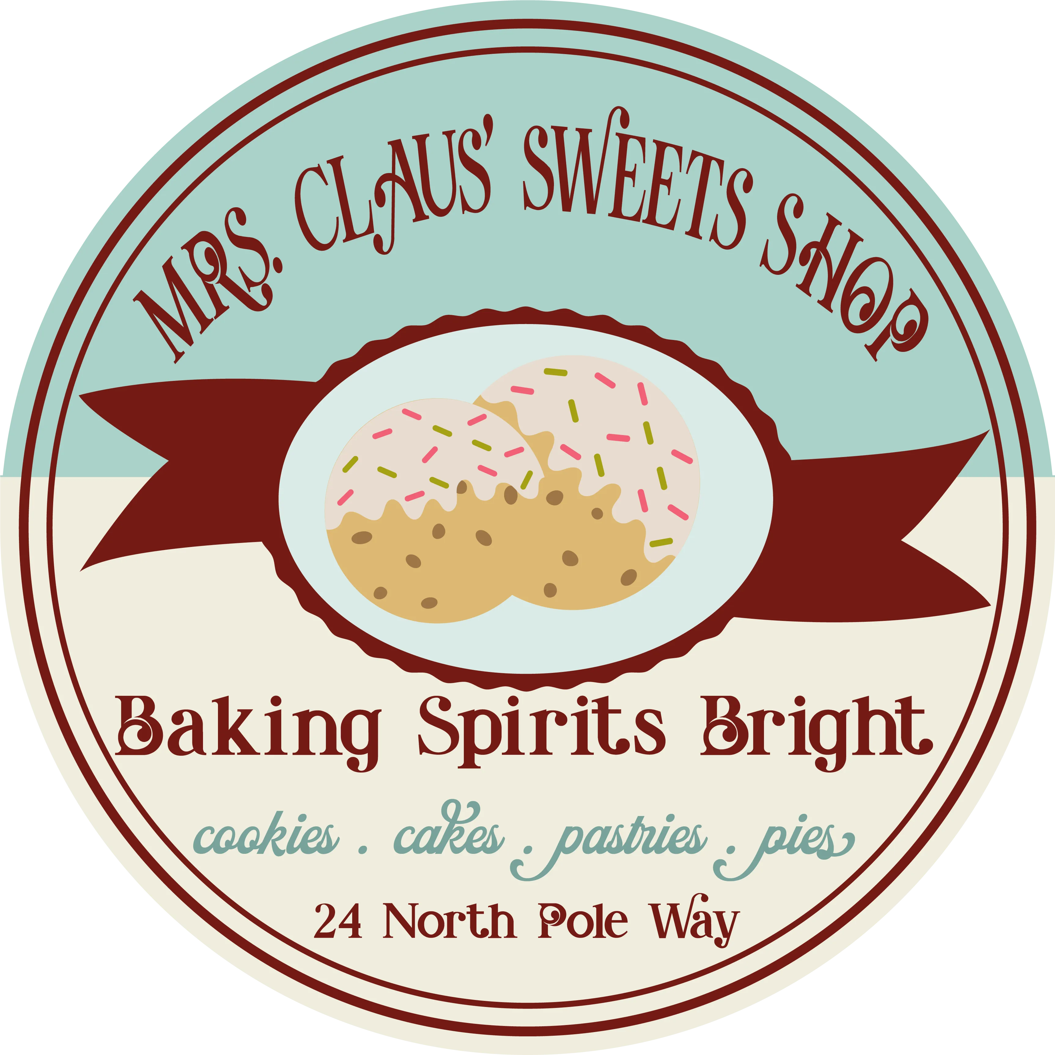 Mrs Claus Sweets Shop Sign, Holiday Sign, Christmas Sign, Wreath Supplies, Wreath Center