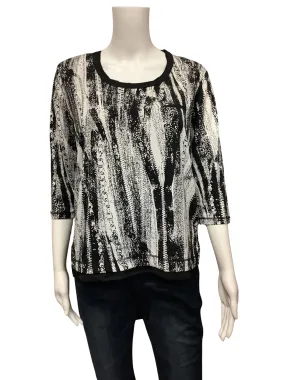 Patrizia Luca Women's Top Black & White Short Sleeve Tunic Size: L
