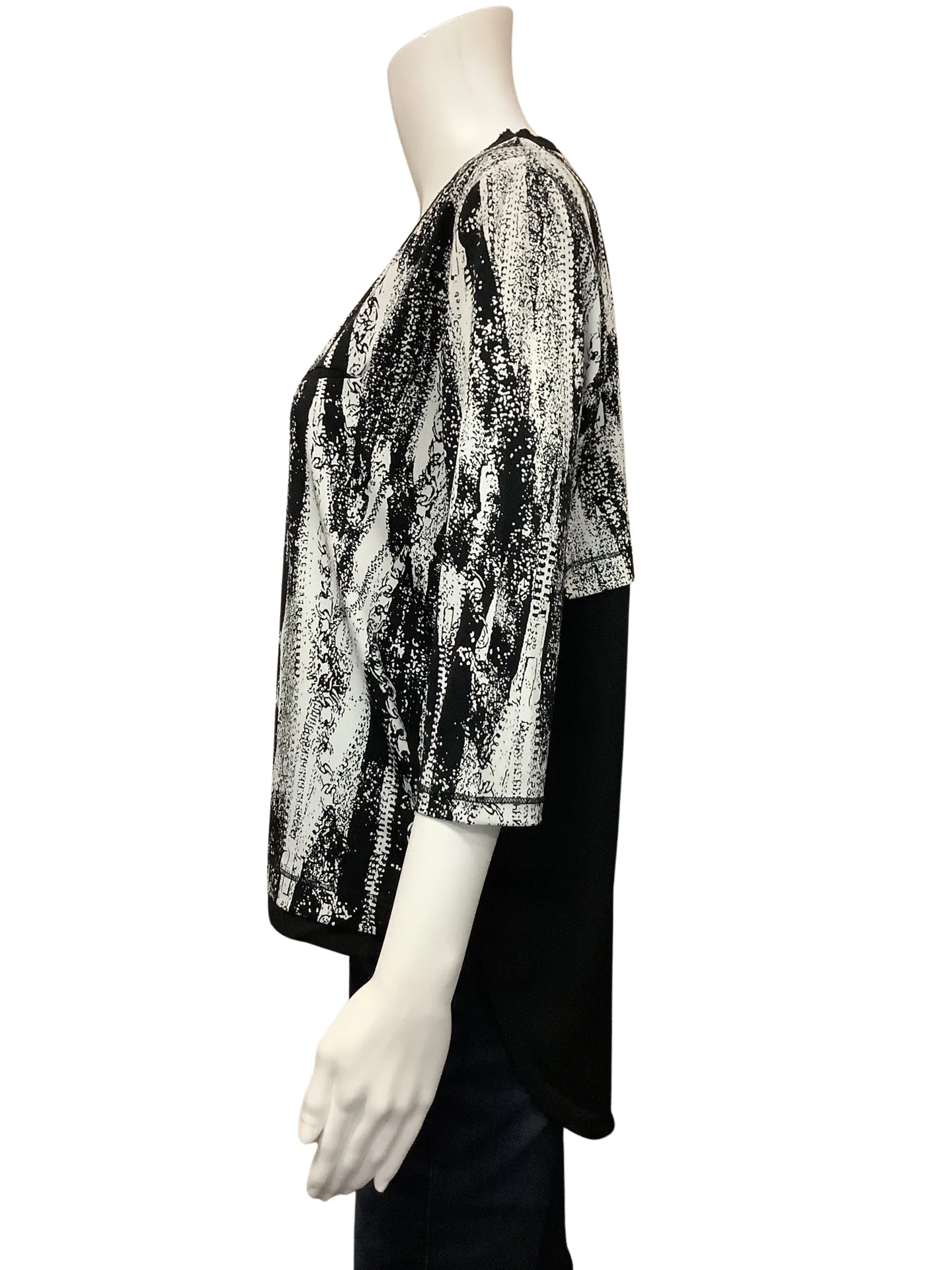Patrizia Luca Women's Top Black & White Short Sleeve Tunic Size: L