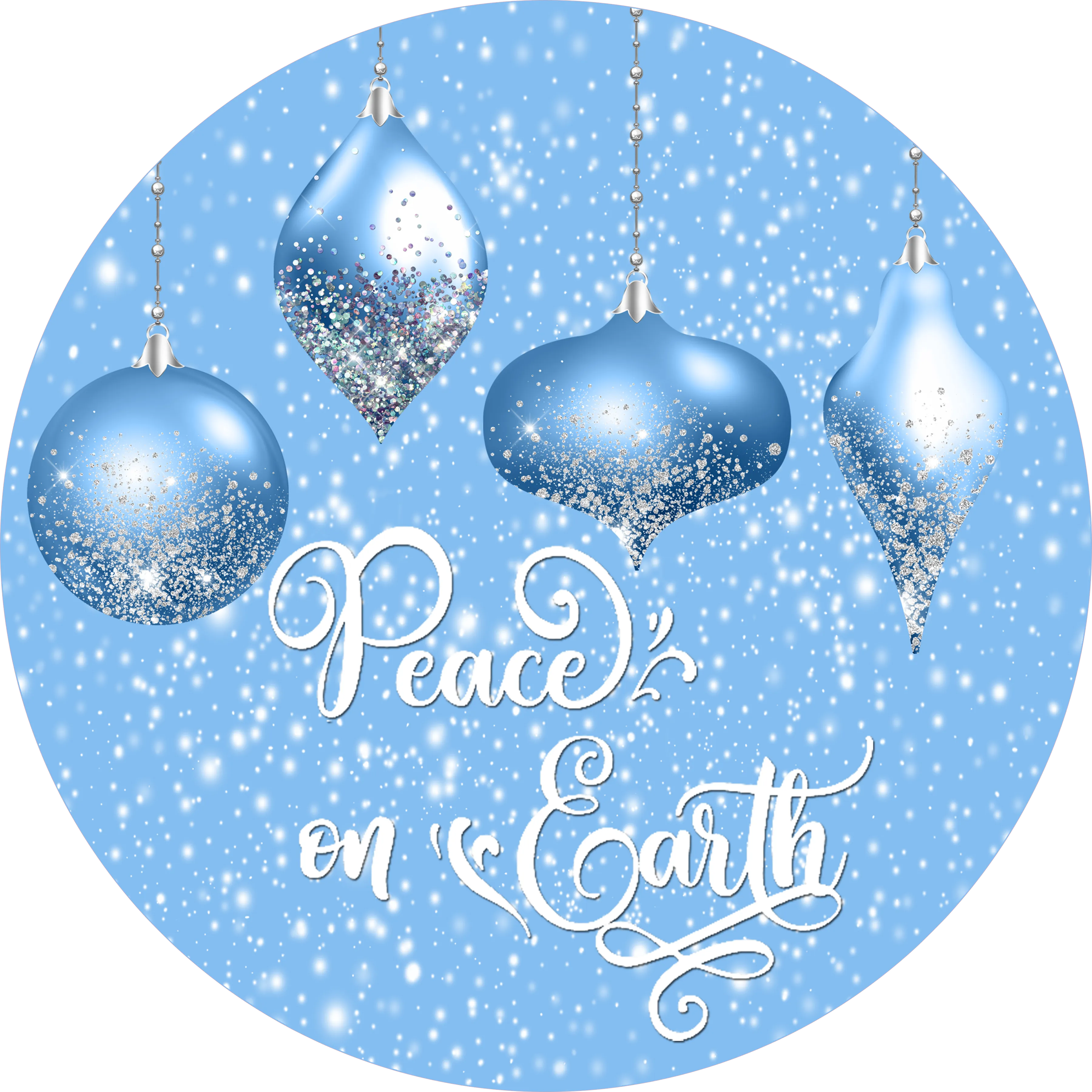 Peace On Earth Sign, Holiday Sign, Blue Sign, Christmas Sign, Wreath Supplies, Wreath Attachment