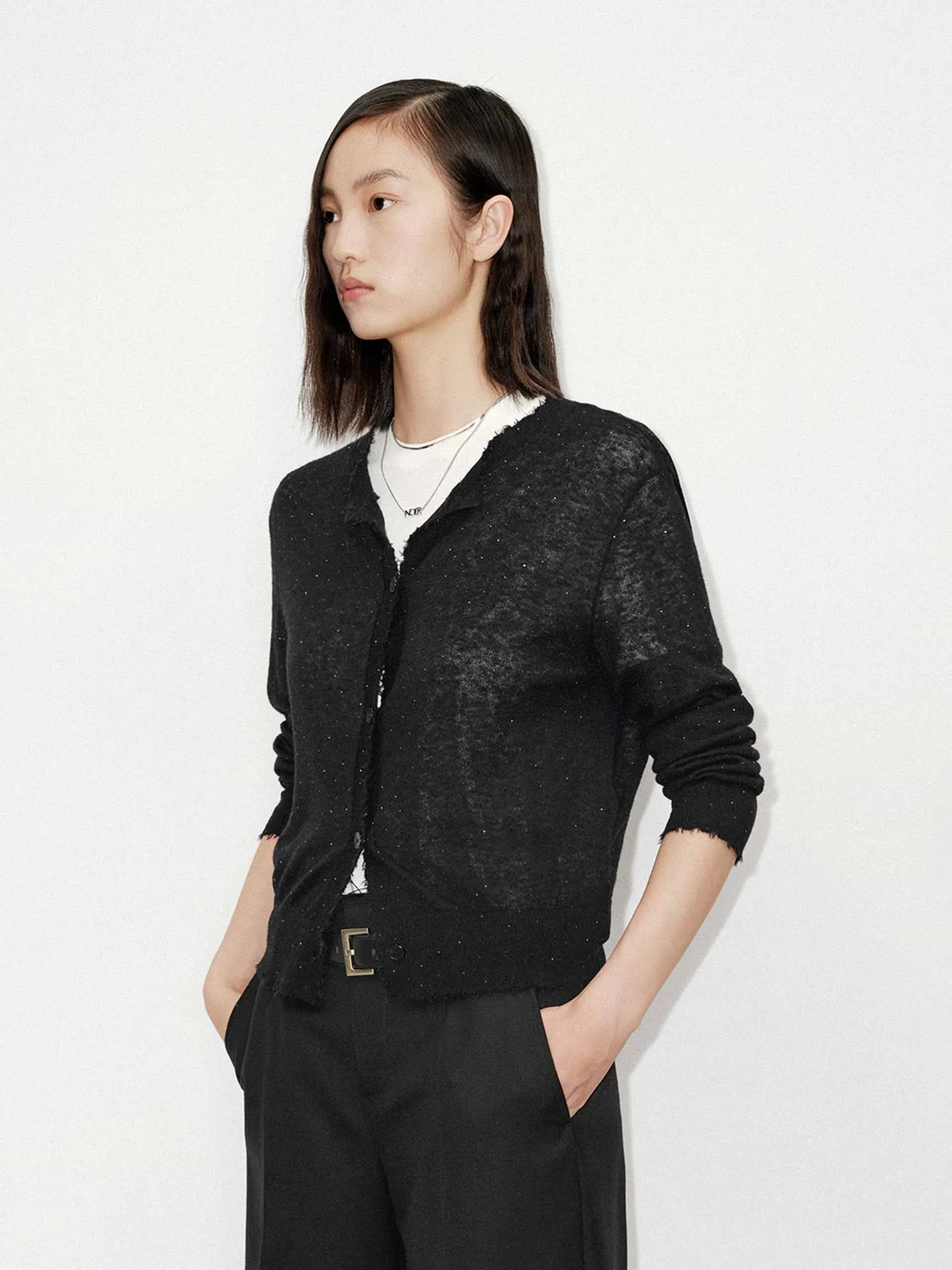 Raw Trim Knit Cardigan