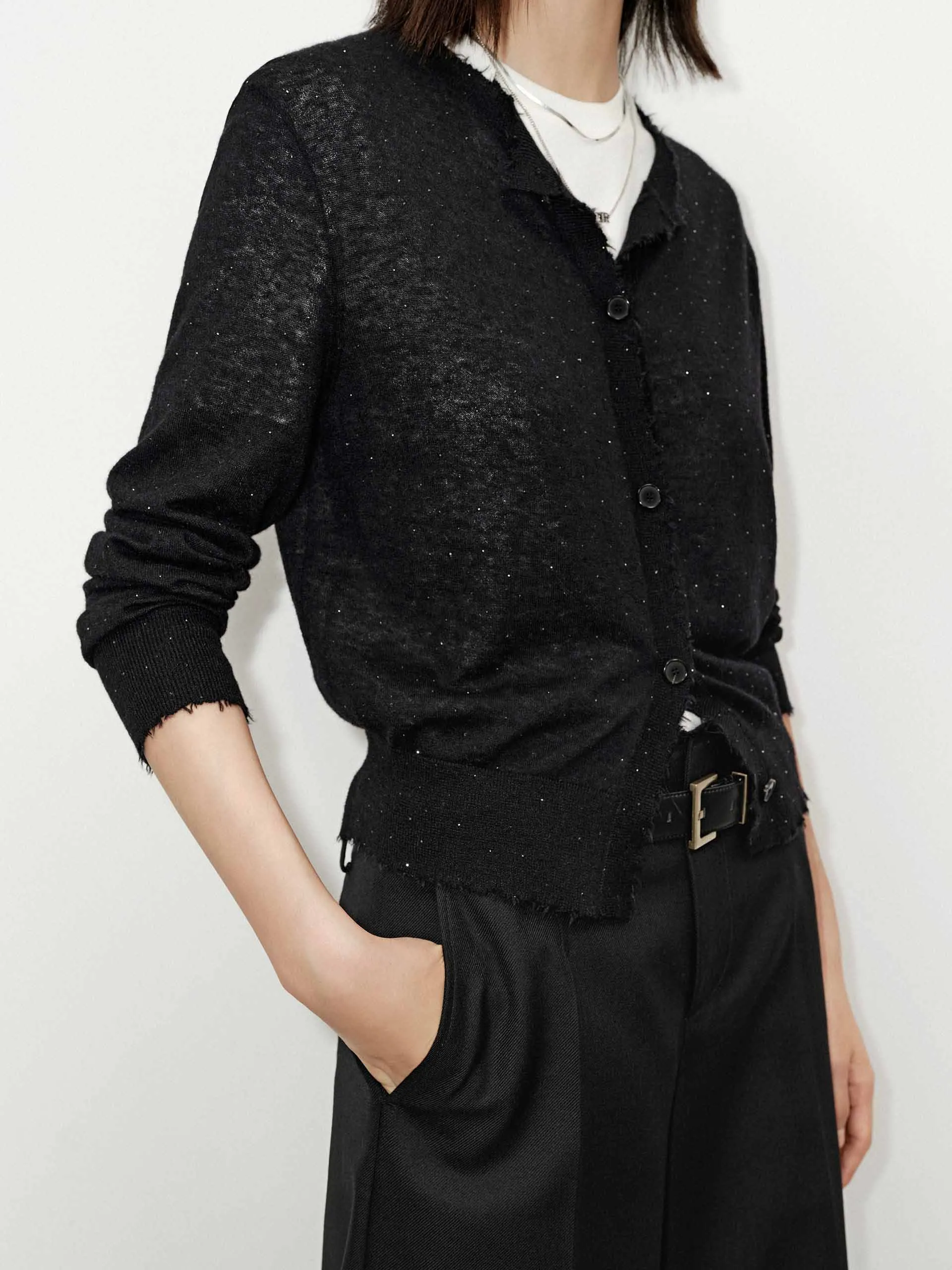 Raw Trim Knit Cardigan