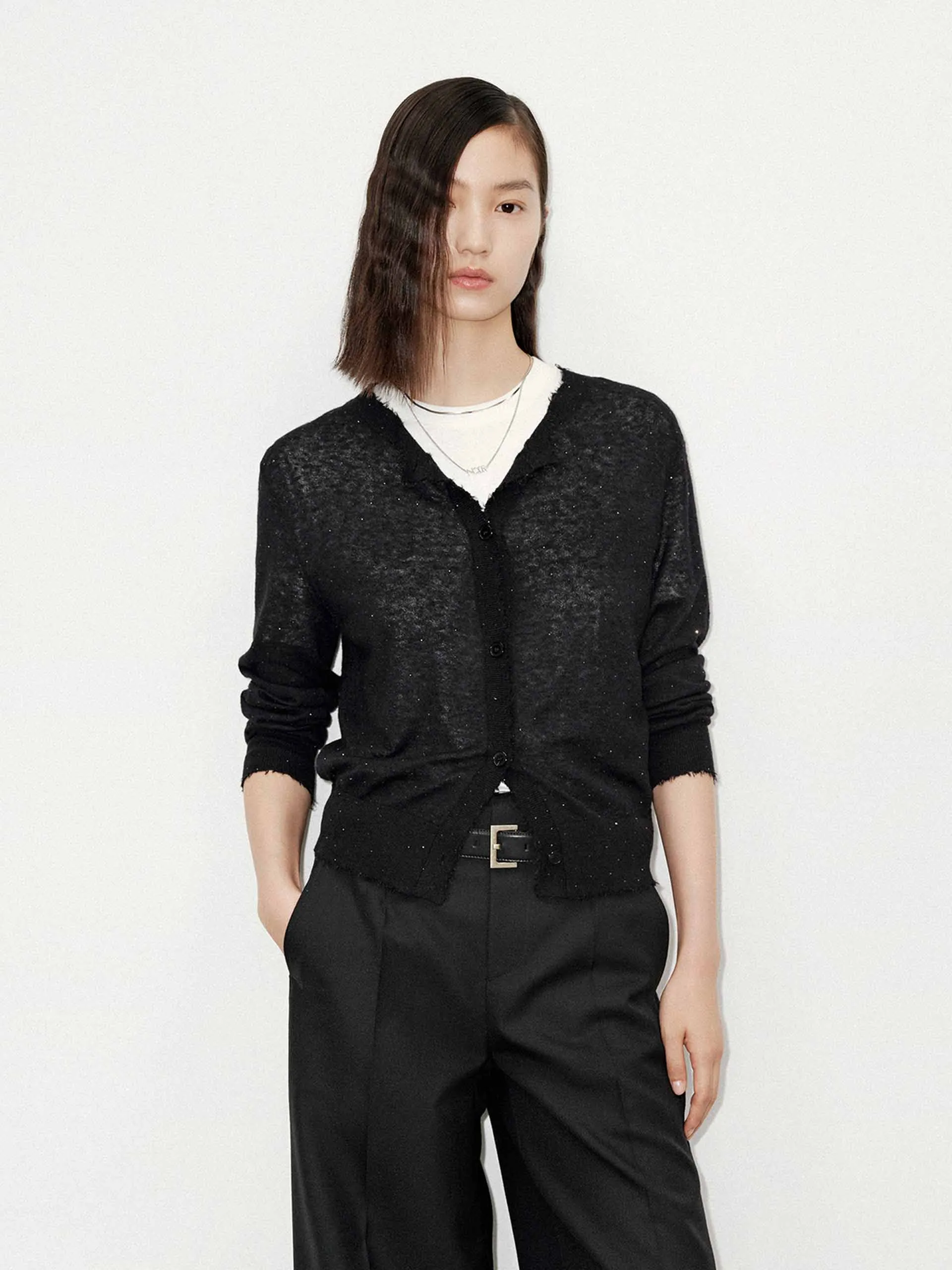 Raw Trim Knit Cardigan