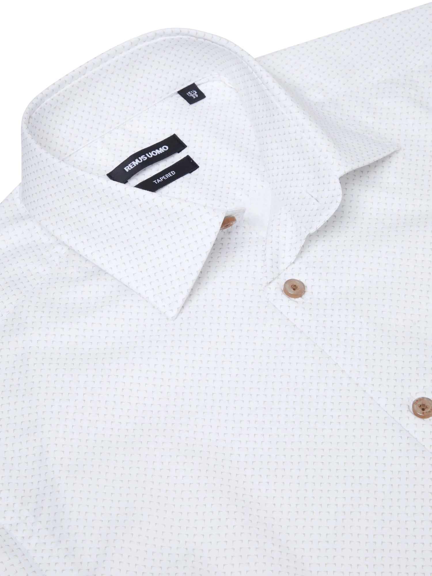 Remus Uomo Seville Long Sleeve Formal Shirt - White/Beige