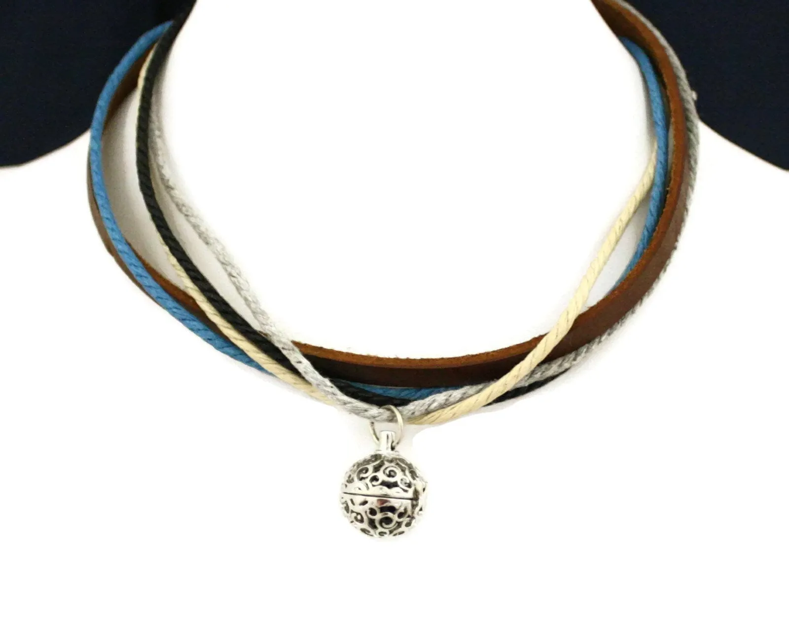 Seaside Leather Wrap Essential Oil Diffuser Bracelet/ Choker Necklace