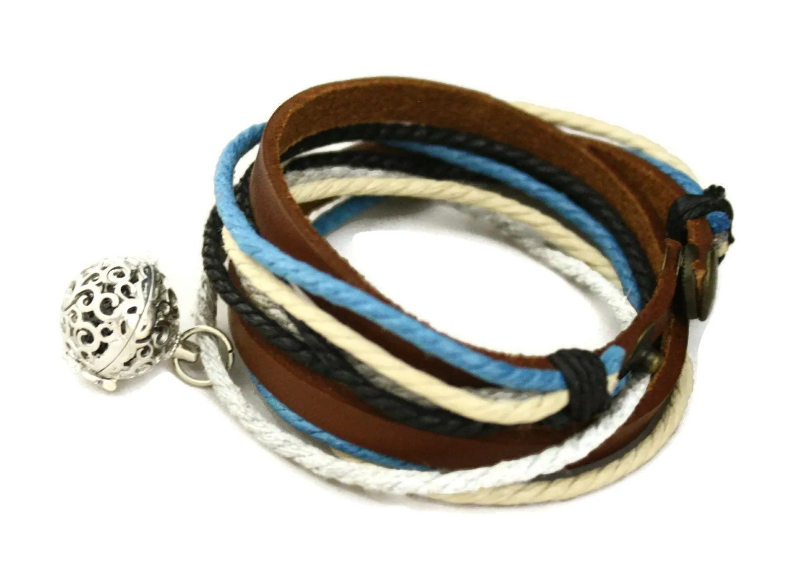 Seaside Leather Wrap Essential Oil Diffuser Bracelet/ Choker Necklace