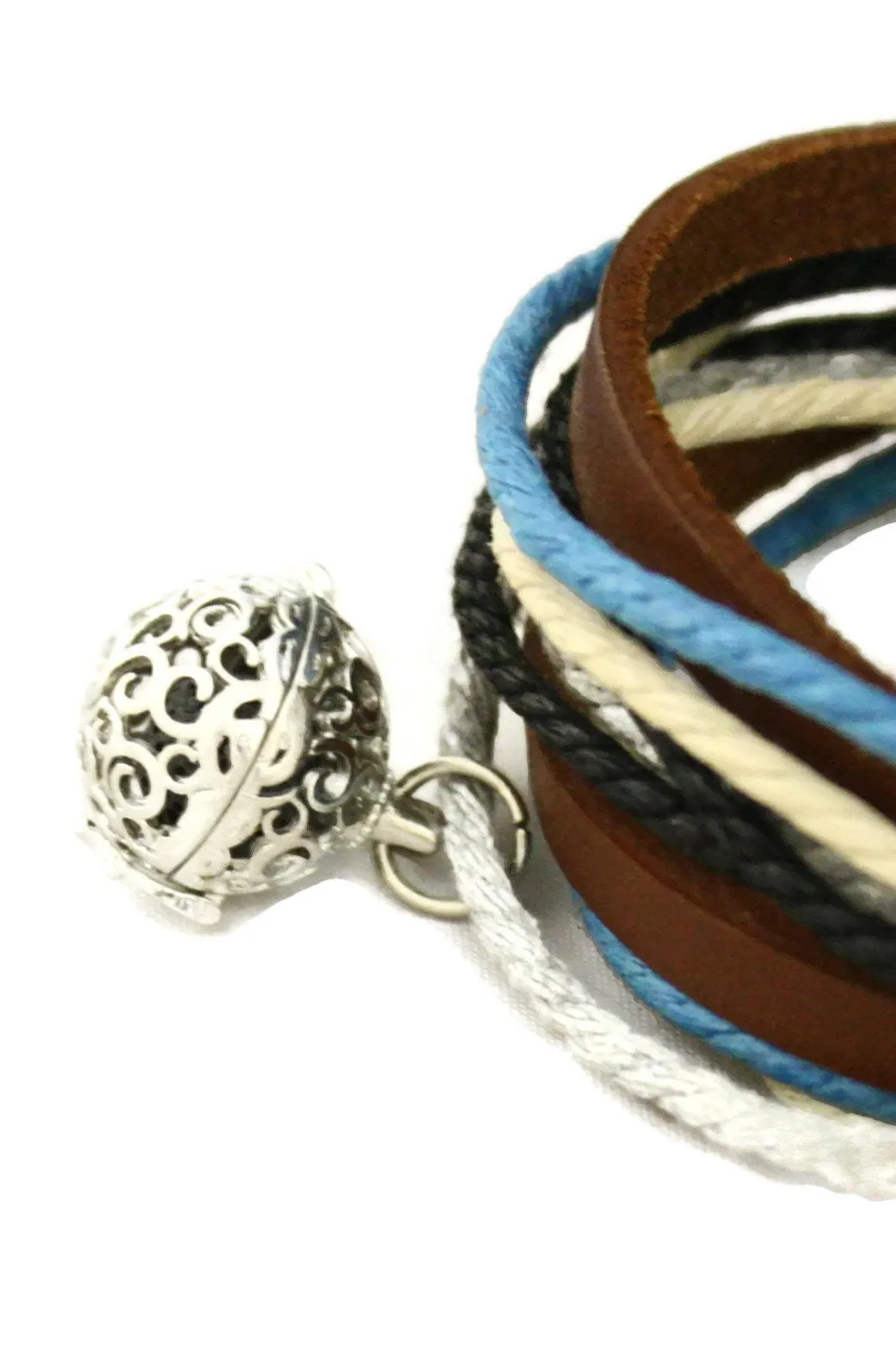 Seaside Leather Wrap Essential Oil Diffuser Bracelet/ Choker Necklace