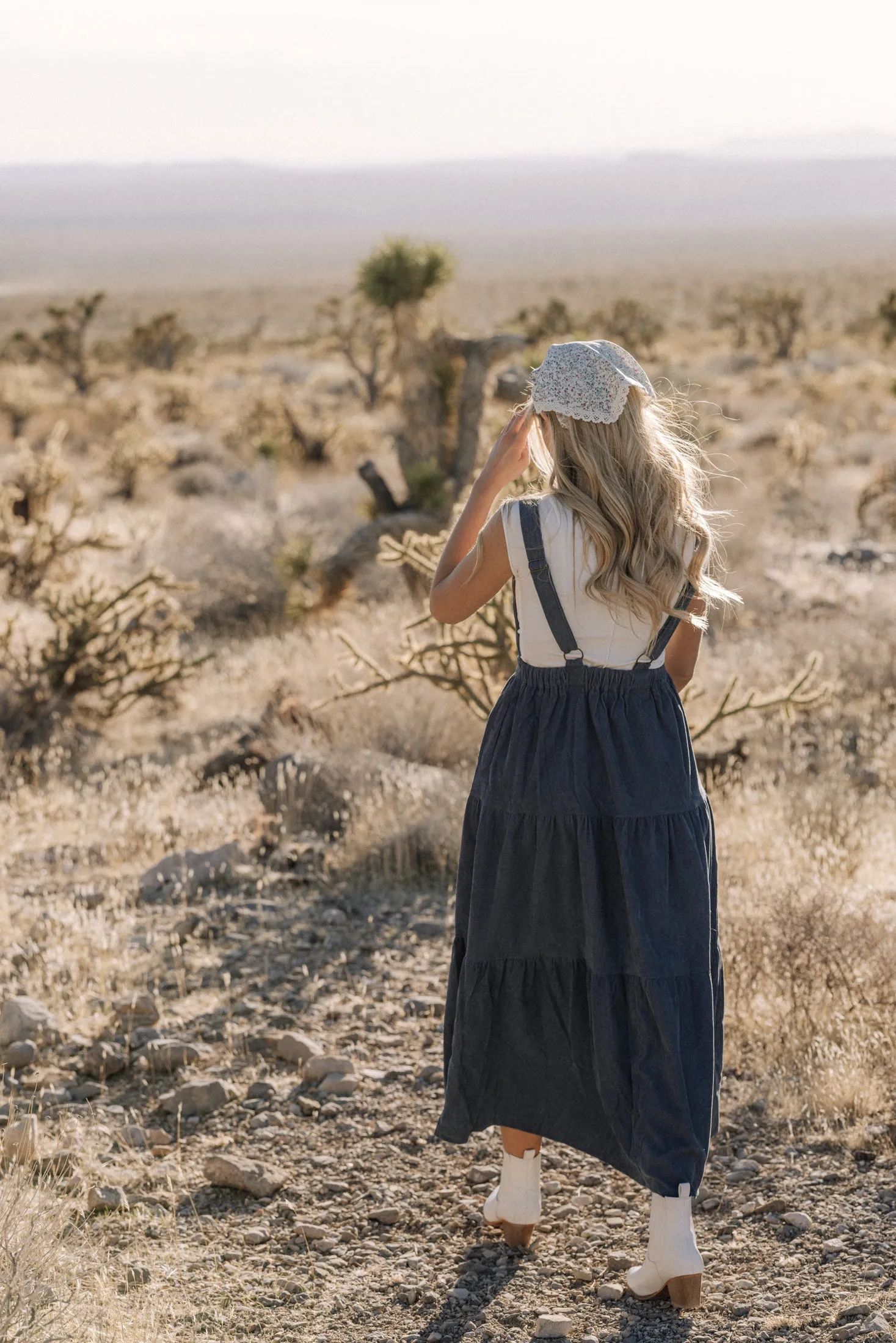 Shay Overall Dress in Denim Blue