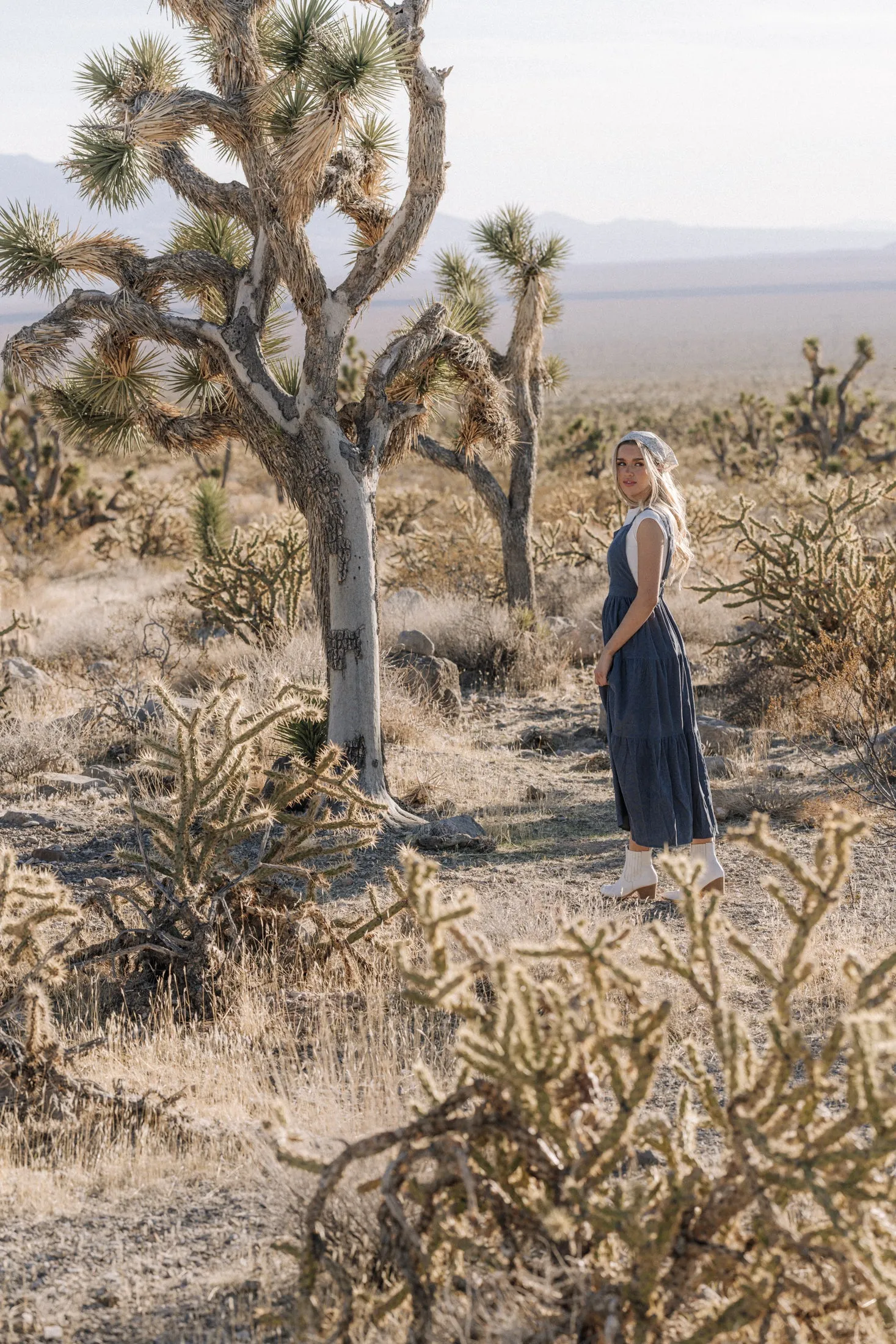 Shay Overall Dress in Denim Blue