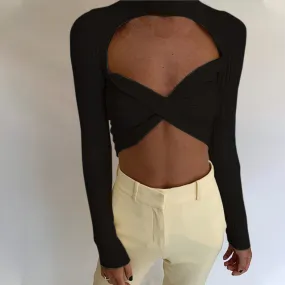 Short half neck long sleeve top