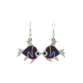 Silver Inlaid Fish Earrings Artisana