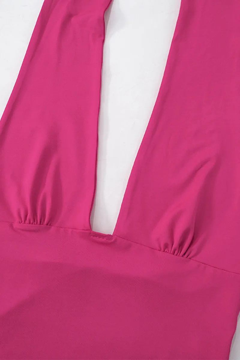 Solid Scarf Halter Neck Backless Top