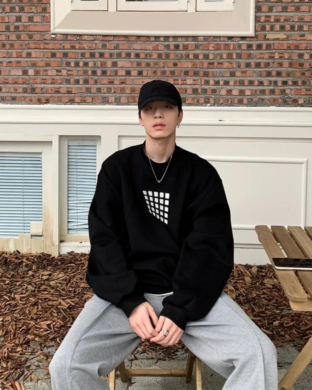 Square Print Casual Long Sleeve Sweatshirt OYC0006