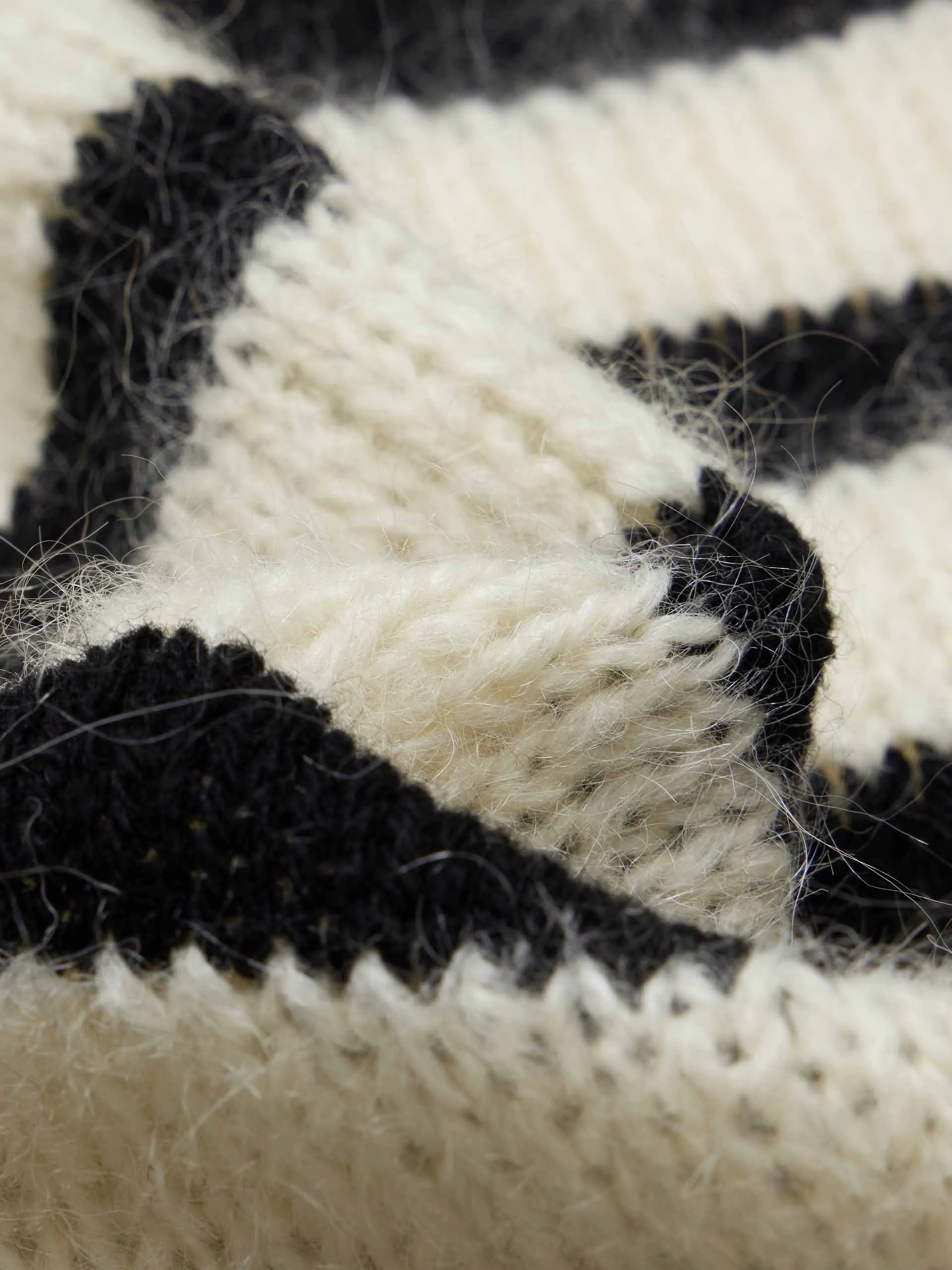 Striped V-neck Fluffy Sweater