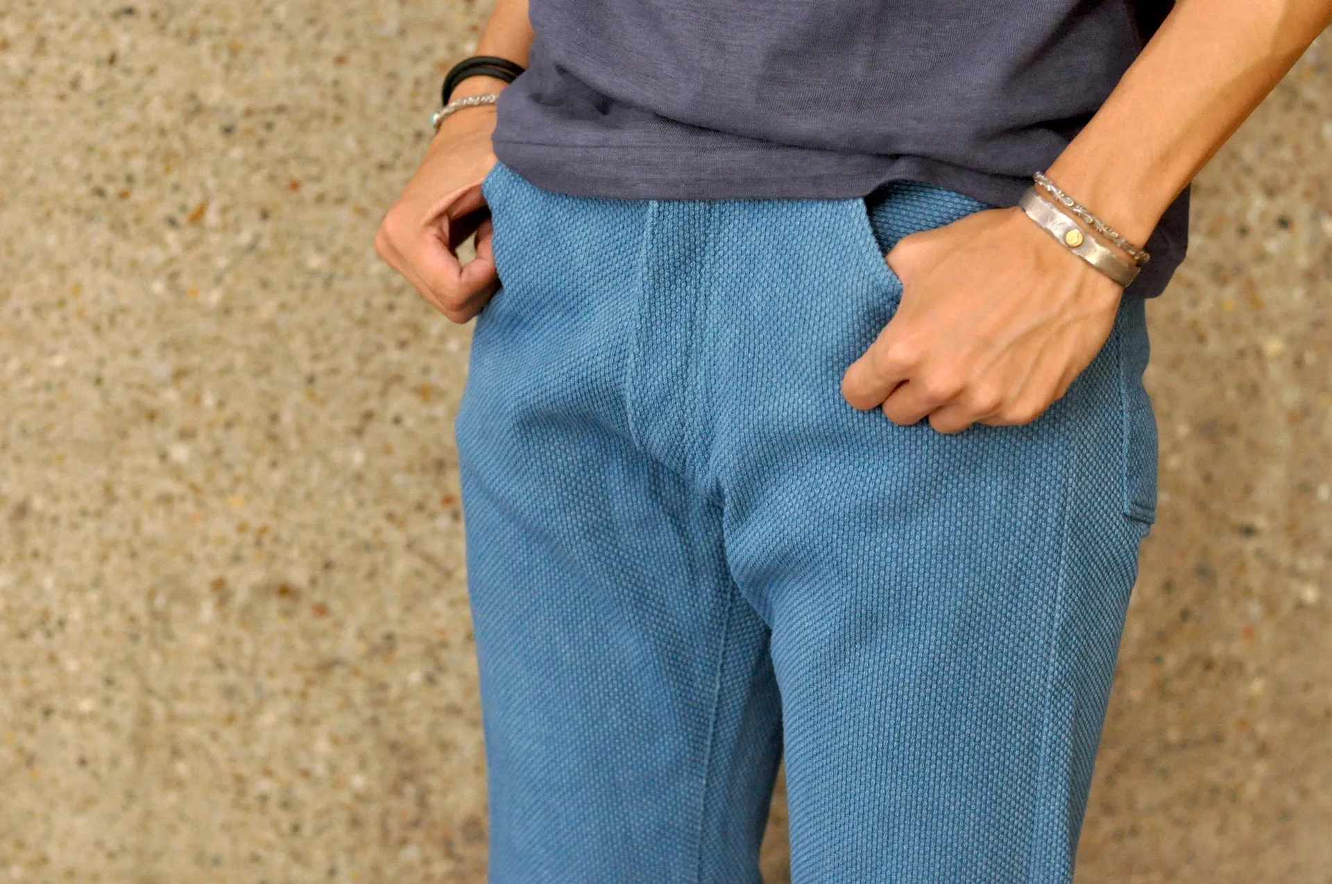 Studio D'Artisan 12.5oz "Awa-Ai" Natural Indigo Dyed Sashiko Trousers (Relaxed Tapered Fit)