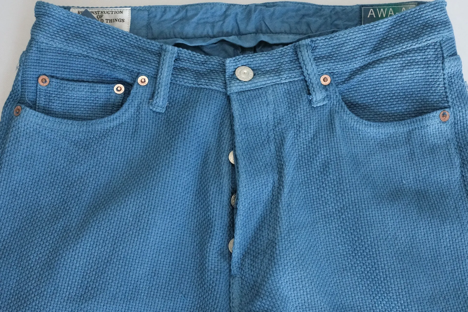 Studio D'Artisan 12.5oz "Awa-Ai" Natural Indigo Dyed Sashiko Trousers (Relaxed Tapered Fit)