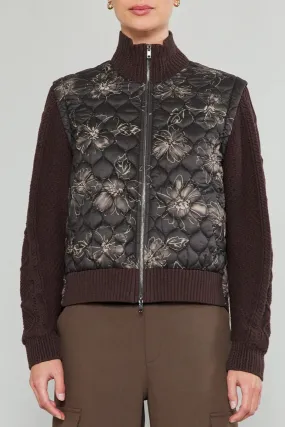 sweater sleeve quilted floral jacket