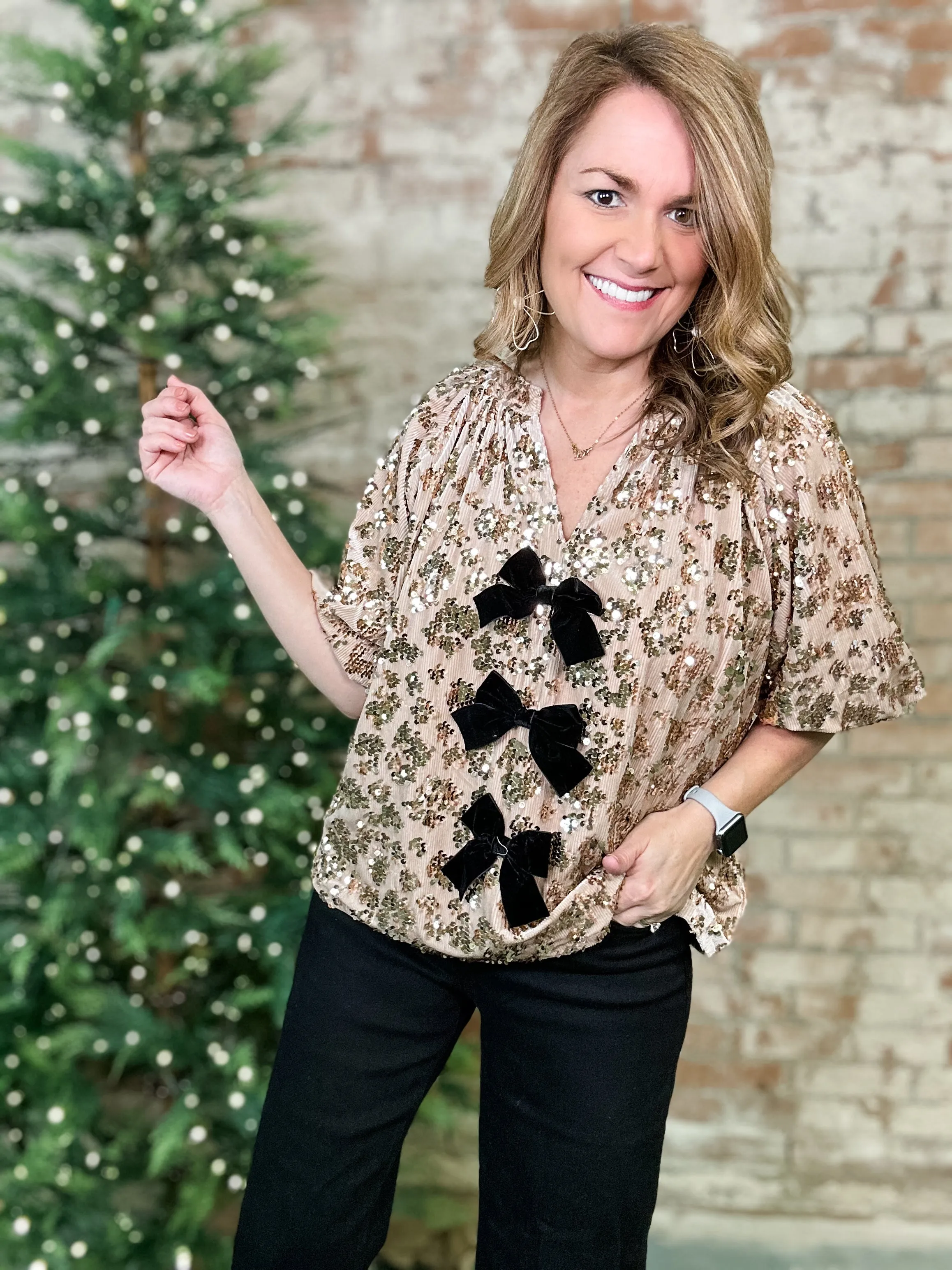 THML Winter Wonders Velvet Top - FINAL SALE