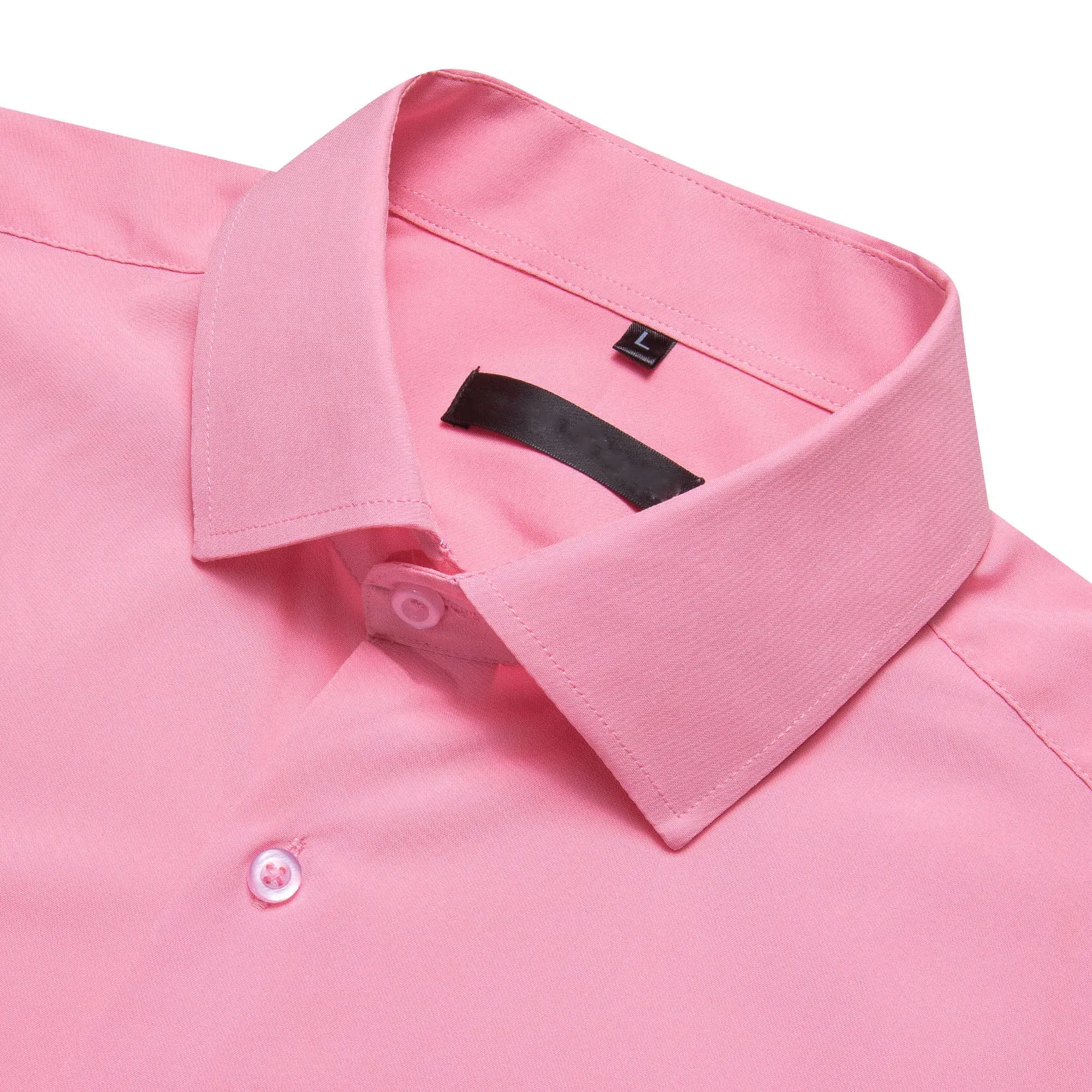Ties2you Men's Solid Shirt Petal Pink Silk Men's Long Sleeve Shirt