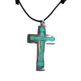 Turquoise and Alpaca Silver Cross Necklace Artisana